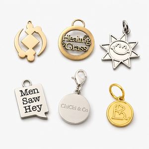 Colgante de Oro Grabado con Logotipo Personalizado, Etiquetas de Joyería Metálicas, Dijes para Collar y Pulsera - Product Image 2