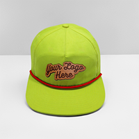 Op maat gemaakte leren logo-borduurpatch, flat brim, hoge kroon, sport baseball pet, effen, blanco, 5-paneels snapback, 256 touw petten (OEM/ODM)