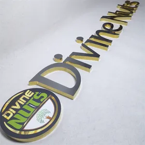 No Light Acrylic Advertising Decoration Metal Sign Store Wall Company Name 3d Metal Letters Sign