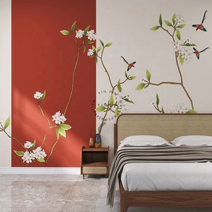Phong cách cổ xưa hoa và chim mới phong cách Trung Quốc TV nền tường giấy phòng khách phòng ngủ bức tranh tường - Product Image 3