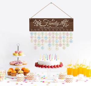 2024 en bois se souvenir calendrier signe Plaque famille amis anniversaire calendrier rappel conseil avec 100 pièces étiquettes en bois - Product Image 5