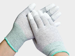 Leenol Antiestático Seguridad 13G Poliéster Medio Dedo Top Fit PU Guante Recubierto Trabajo Protección ESD Guantes - Product Image 6