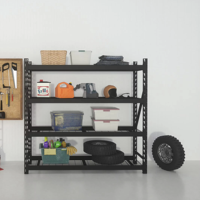 Étagères robustes sur mesure, 300 kg par niveau, garage, noir, 4 niveaux, étagère de stockage en métal empilable pour entrepôt