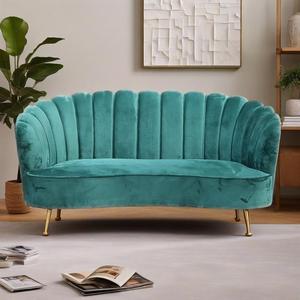 <span class=keywords><strong>Canapé</strong></span> deux <span class=keywords><strong>places</strong></span> en velours, design personnalisable avec dossier en coquille, directement de l'usine - Product Image 4