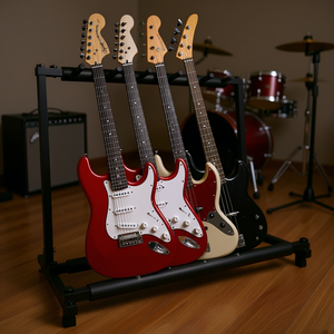 Soporte de guitarra Grack 5N1, soporte de metal plegable de 5 ranuras para almacenamiento y exhibición de guitarra eléctrica y acústica, soporte de suelo. - Product Image 2