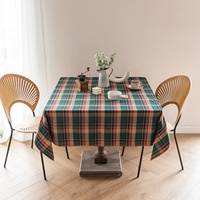 Nappe en coton rayée bleue et blanche vintage, housse de table ronde réutilisable style ferme pour décoration de jardin, mariage et repas