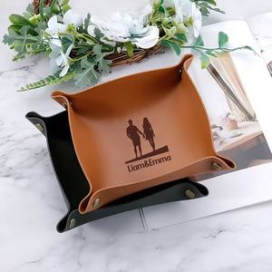 Personalized Leather <b>Jewelry</b> <b>Storage</b> Tray Couple Anniversary Gift Customized Name Foldable Office Desk Organizer Boyfriend - Product Image 1