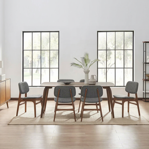 Juego de Comedor Moderno de Mediados de Siglo, 6 Piezas, Mesa de Madera, Sillas con Respaldo Sólido, Muebles Duraderos para el Hogar - Product Image 1