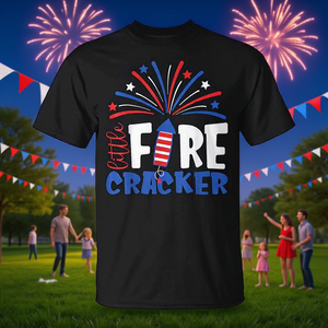 Camiseta Patriótica para Niños con Diseño de Petardos Pequeños del 4 de Julio, para Promociones - Product Image 3