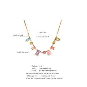 JINYOU 907 Trendy Stainless Steel High Quality Premium Jewelry <strong>Delicate</strong> Bling Colorful Cubic Zirconia Pendant <strong>Necklace</strong> - Product Image 6