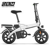 Vélo électrique pliable 14 pouces en gros pour OEM, cadre en acier au carbone, roue puissante compacte, porte-bagages arrière, batterie au lithium 48V 6AH