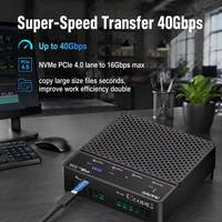 Station d'accueil 4 baies NVMe SSD sans outil 1:3 USB4 40 Gbit/s avec fonction d'effacement, lecture/écriture, boîtier M.2 en plastique et ventilateur RGB