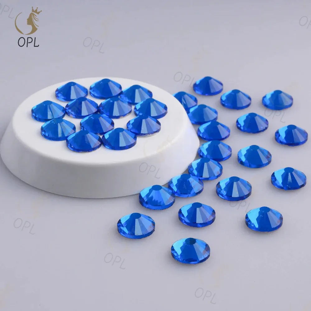 OPL Großhandel SS3-SS40 Capri blaues Glas Flachbett Nagelkunst Strasssteine - 1.440 Stück Massenverpackung ideal für kreative Dekorationen