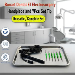 ชุดเครื่องมือผ่าตัดไฟฟ้าสำหรับสัตว์ Bonart Dental E1 จำนวน 7 ชิ้น หัวสีเขียว ใช้ซ้ำได้ ฆ่าเชื้อได้ ผ่านการรับรองมาตรฐาน CE ผลิตจากสแตนเลสสำหรับสัตว์ - Product Image 1