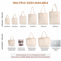 Sac fourre-tout en toile épaisse vierge avec fond à soufflets, réutilisable pour les courses, avec poignées, logo personnalisé, plusieurs tailles