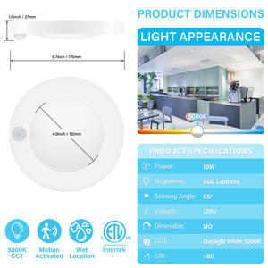 Lampes de Plafond pour Placard LED 4 Pouces avec Détecteur de Mouvement à Distance Montage en Surface avec Lumière Encastrée PIR - Product Image 2