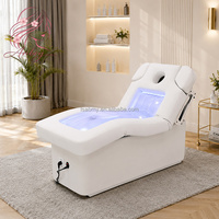 Lit de beauté électrique à 3 moteurs, température constante, hydrothérapie, massage, hauteur réglable, lit de spa avec armoire de rangement