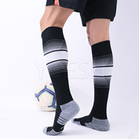 Logo personnalisé Adulte Unisexe Football Sport Athlétique Football Chaussettes de compression longues et antidérapantes au genou