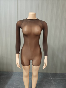 วิวิบลูค์ Z406RP01 ชุดรอมเปอร์เซ็กซี่สำหรับผู้หญิง ผ้าเนื้อมันวาว ยืดหยุ่นได้ ชุดบอดี้สูทสำหรับใส่ไปไนต์คลับ ชุดรอมเปอร์ตาข่ายซีทรูเซ็กซี่ - Product Image 4