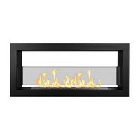 Cheminée à gaz rectangulaire moderne de 42 pouces en acier, à usage intérieur, à double ventilation avec télécommande pour villas