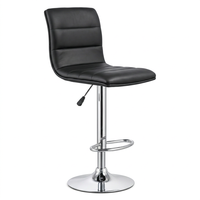 Chaise de bar JOHOOFURNITURE en cuir PU noir avec surpiqûres, hauteur réglable, fabriquée en Chine, tabouret de bar pour pub