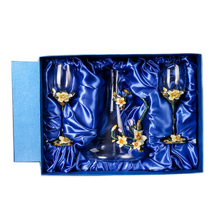 Verres à vin en verre <span class=keywords><strong>émail</strong></span>lé peints à la main SNW, fleurs, transparents, gobelets raffinés, cadeaux, ensemble de verres à vin - Product Image 6