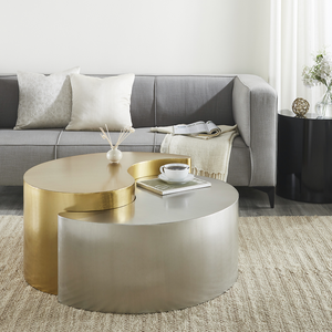 Mesa de Centro Decorativa de Estilo Moderno y Contemporáneo con Estructura de Acero en Dorado y Plateado para Sala de Estar - Product Image 4