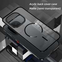 Pour vivo IQOO 15 Étui de protection en métal magnétique à encliquetage élastique avec design antichoc Holster 5G Protection d'objectif en PC givré transparent