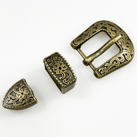 Ensemble de boucles de ceinture Vintage Western Cowboy-Accessoires en métal personnalisés pour hommes et femmes, alliage antique, 3 pièces avec vis