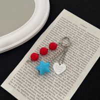 Vente en gros usine : Porte-clés à perles étoile, Breloque de sac à perles rondes rouges, Porte-clés avec pendentif cœur pour sacs à dos, sacs à main, étuis de téléphone pour filles, Cadeau