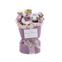 Bouquet en peluche style tricot avec lumières, ensemble de fleurs prêt à offrir, emballage portable, cadeau pour la fête des enfants