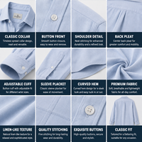 Kemeja Linen Kasual Pria Lengan Panjang Kancing Depan Label Kustom OEM ODM