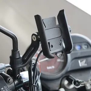 Suporte universal de alumínio para celular, suporte de telefone para motocicleta e carregamento rápido 360 com usb