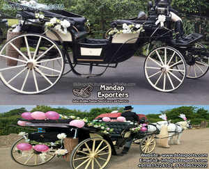 Carruaje Real Personalizado con Caballos, Triple Asiento, Metal y Madera, para Bodas y Eventos, Elegante Carruaje Turístico Largo - Product Image 2