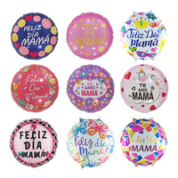 Vente en gros usine – Ballons circulaires en aluminium de 18 pouces en forme de cœur pour la fête des Mères espagnole – Décorations de fête joyeuses pour maman