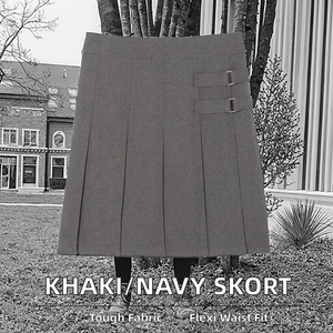Falda Escolar para Niñas en Color Caqui Marino con Cintura Ajustable, Frente Plisado, Tela de Mezcla de Poliéster, Marca Merucare - Product Image 2