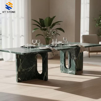 Table à manger rectangulaire en marbre brun haut de gamme KT STONE, luxueuse et élégante, pour usage commercial et domestique, vente directe d'usine