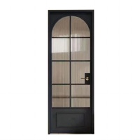 Porte coulissante en aluminium ultra-étroite de style français vintage avec moustiquaire en nylon antivol, ensemble complet