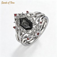 Bague en argent 925 avec agate mousse et moissanite, design Fashion Moon, fabrication sur mesure en gros pour femmes
