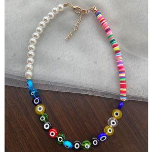 2025ที่มีคุณภาพสูงใหม่ทันสมัยผู้หญิงสาวๆลูกปัดสีฟ้าโช้คเกอร์เครื่องประดับ Boho DIY โพลิเมอร์ดินมุกลูกปัดสร้อยคอโช้คเกอร์ - Product Image 6