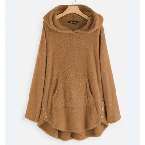 Automne/hiver mode vêtements pour femmes bouton européen et américain haut en peluche irrégulière populaire Cape couleur Pure manteau