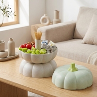 Plateau à fruits minimaliste double couche en forme de citrouille, amovible, avec couvercle, pour collations et bonbons, récipient alimentaire en plastique pour salon et fêtes