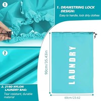Bolsa de Lavandería de Nailon Resistente 420D con Cierre de Cordón Ajustable, Lavable, Gran Capacidad 24x36, Esencial para Dormitorios Universitarios y Viajes