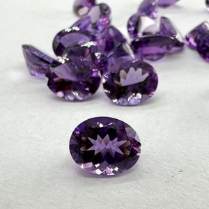 Ametistes naturelles violettes, taille ovale, pierres précieuses brutes 10x8mm, facettées et calibrées, provenant du Rajasthan - Product Image 6