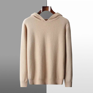 高品質カシミヤフーディー メンズ OEM 無地 ソフト 長袖 ウール プルオーバー フード付き カスタム 卸売 - Product Image 1