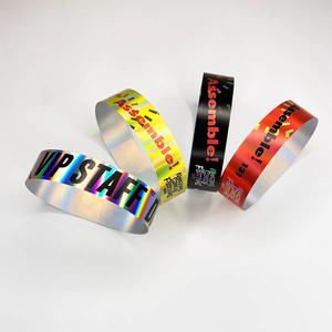 Bracelets en papier personnalisés, colorés, écologiques, imperméables, avec fermeture adhésive, paillettes dorées, impression laser, VIP, usage unique, pour extérieur - Product Image 5