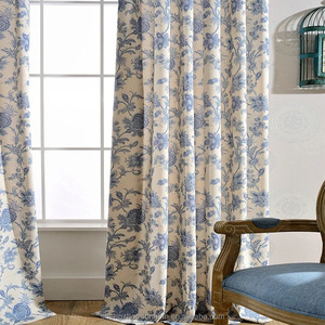 Floral <strong>Navy</strong> Blue Semi-Blackout <strong>Curtains</strong> Polyester Window Drapes Thermal Farmhouse Country <strong>Curtains</strong> for Living Room or Bedroom - Product Image 5