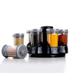 Anax Food <b>Spice</b> Storage Set 6Pcs Rotatable Airtight Bpa Free Plastic <b>Jars</b> with Handles 1-3L Capacity Modern Design - Product Image 1