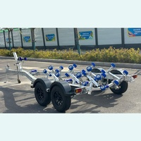 Vente directe d'usine de remorque pour bateau en aluminium de 19 pieds à double essieu avec rouleaux