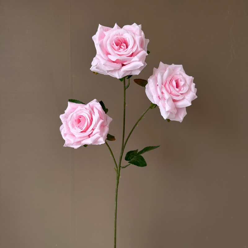 Diamants à 3 têtes [avec feuilles] rose rose